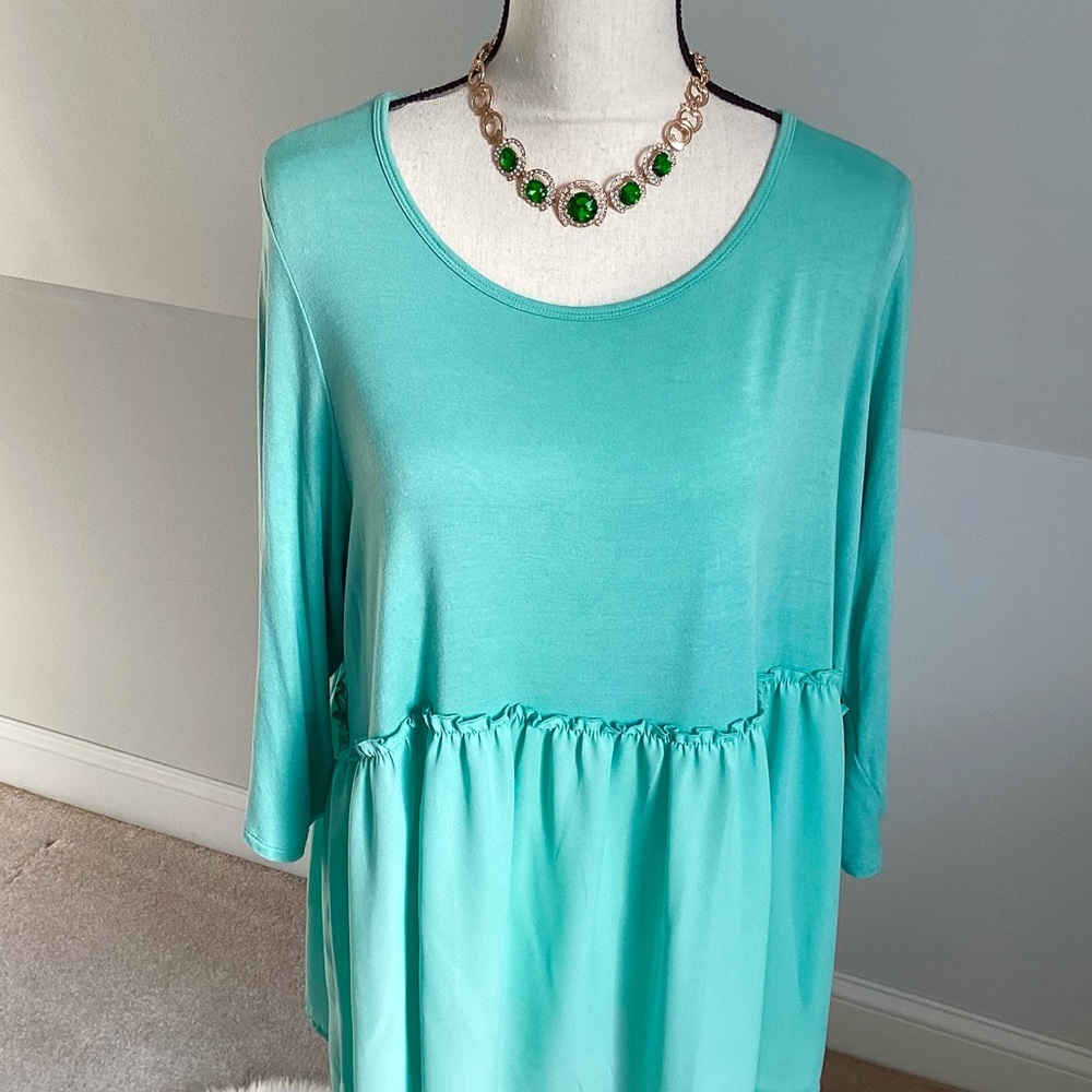 Mint Green Fairycore Babydoll Top & NEW Earrings Size 1X